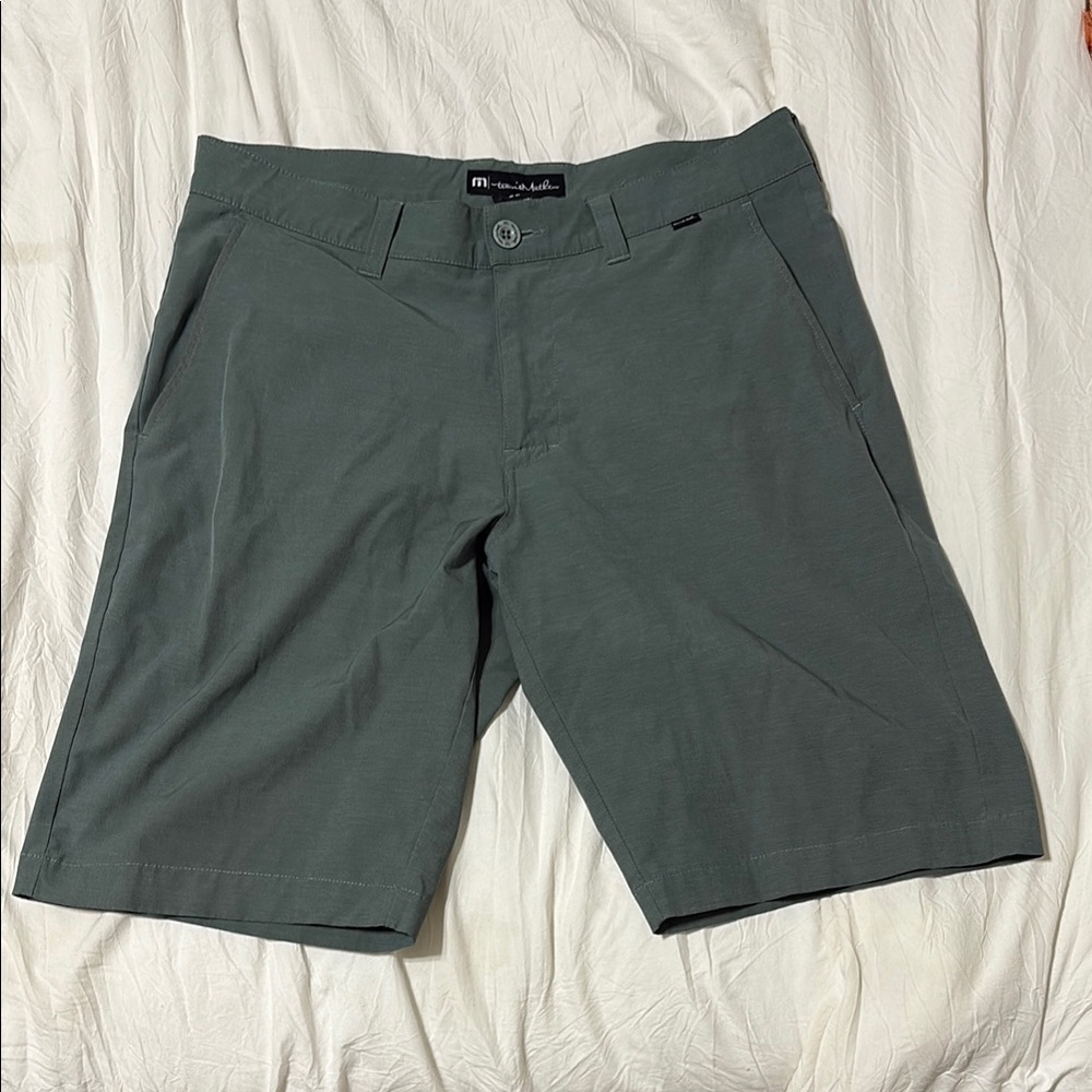 Travis Mathew Dark Green Flat Front Shorts